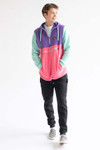 Cotton Candy Color Blocked Polar Fleece Hoodie