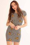Checkered Butterfly Backless Dress