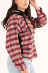 Red Sherpa Hooded Flannel Shirt