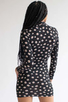 Daisy Print Mock Neck Long Sleeve Dress