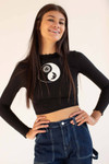 Black Celestial Yin Yang Long Sleeve Top