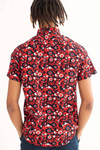 Navy & Red Ditsy Floral Woven Button Up Shirt