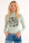 Sage Mushroom Fam Mock Neck Sweater