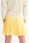 Yellow Stretch Pleated Skirt
