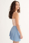 Blue Stretch Pleated Skirt