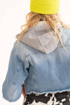 Light Wash Cropped Hooded Denim Jacket