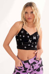 Black Sparkle Butterfly Cropped Top