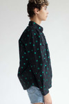 Black Leafy Greens Twill Button Up Overshirt