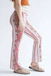 Coral Floral Border Print Bell Bottoms