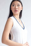 White Cable Tipped Sweater Vest