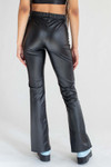 Black Split Front Pleather Bell Bottoms