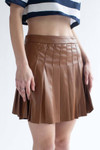 Brown Pleather Pleated Skirt