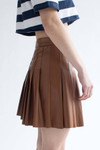 Brown Pleather Pleated Skirt