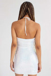 White Disco Sequin Halter Mini Dress