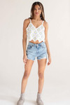 White Circle Crochet Crop Tank