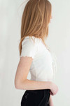 White Double Tie Front Ribbed Tee