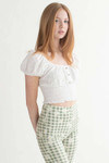 White Eyelet Floral Smocked Waist Top