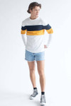 Mustard & Navy Chest Stripe Long Sleeve T-Shirt