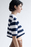 Navy Striped Boxy Cropped Polo