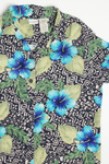 Women's Navy Hibiscus Hawaiian Shirt 2089