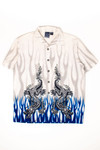 Vintage Blue Flame Dragons Y2K Shirt