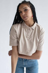 Stone Boxy Cropped Polo