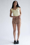 Mushroom Embroidered Yellow Notched Neck Tank