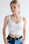White Seamed Cropped Tank