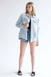 Light Wash Pinstripe Destroyed Denim Shacket