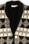 Vintage Black & White Pattern Cropped Jacket