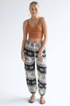 Ivory & Black Striped Elephant Pants