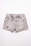 Grey Washed High Rise Frayed Denim Shorts