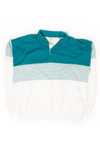 Vintage Teal Color Block Polo Sweatshirt (1990s)