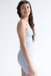 Blue Gingham Milkmaid Mini Dress