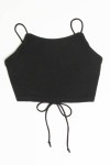 Black Lace Up Back Cropped Top