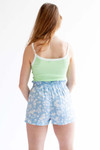 Baby Blue Floral Paperbag Waist Shorts