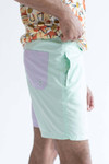 Pastel Purple & Mint Color Blocked Swim Shorts