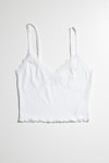 White Lace Trim Ribbed Crop Cami