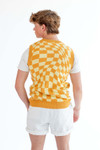 Orange Checkered Sweater Vest