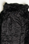 Textured Black Hooded Utex Faux Fur Coat