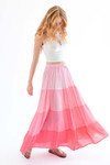 Rayon Gauze Solid Tiered Maxi Skirt