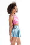 Pink Metallic Halter Crop