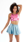 Pink Metallic Halter Crop