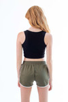 Olive Mesh Side Dolphin Shorts