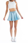 Metallic Light Blue Circle Swing Skirt