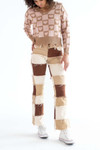 Brown Patchwork Flare Jeans