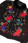 Black Ugly Christmas Stockings Cardigan 60271