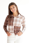 Mixed Plaid Brown and White Shirt