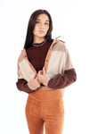 Cork Color Block Corduroy Crop Shirt