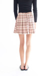 Brown Plaid Buckle Mini Skirt